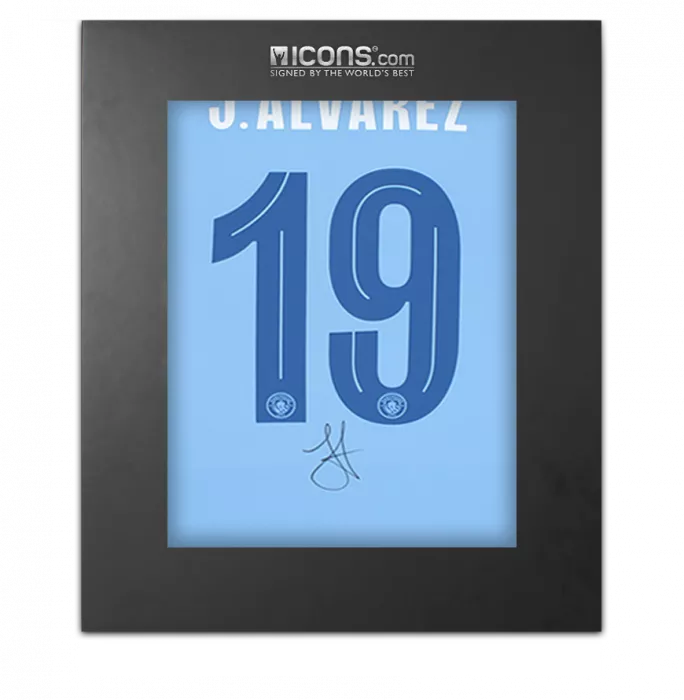 Julian Alvarez Back Signed Manchester City 2023-24 Home Shirt In Deluxe Packaging