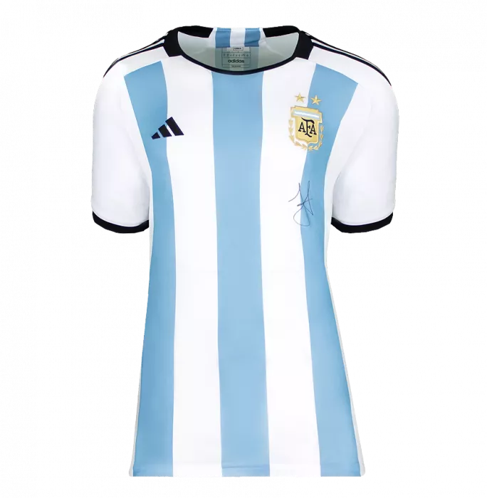 Julian Alvarez Front Signed Argentina 2022 Home Shirt In Classic Frame