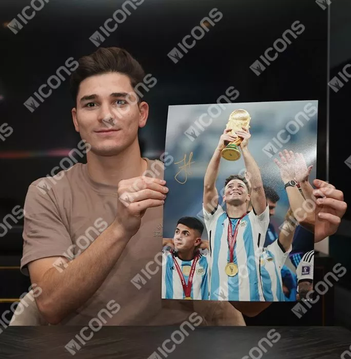 Julian Alvarez Official 2022 FIFA World Cup™ Signed And Framed Argentina Photo: 2022 Winner
