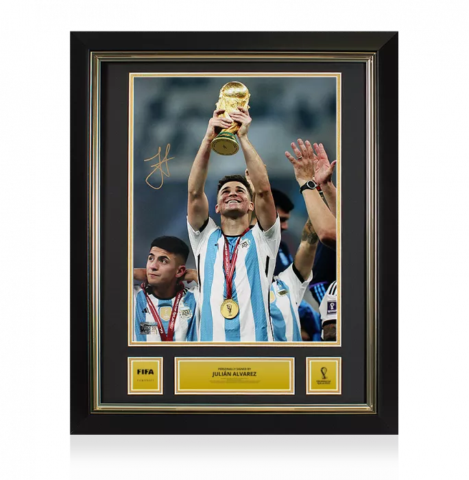 Julian Alvarez Official 2022 FIFA World Cup™ Signed and Framed Argentina Photo: 2022 Winner