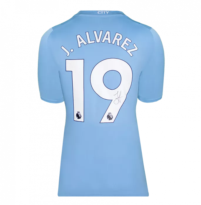 Julian Alvarez Official UEFA Champions League Back Signed And Hero Framed Manchester City 2023-24 Home Shirt