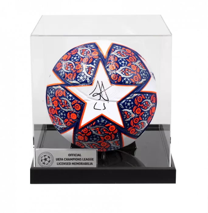Julian Alvarez Official UEFA Champions League Final Signed Football In Acrylic Case