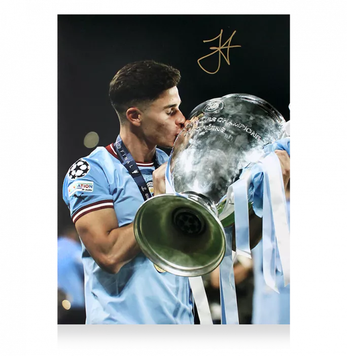Julian Alvarez Official UEFA Champions League Signed And Framed Manchester City Photo: 2023 Winner