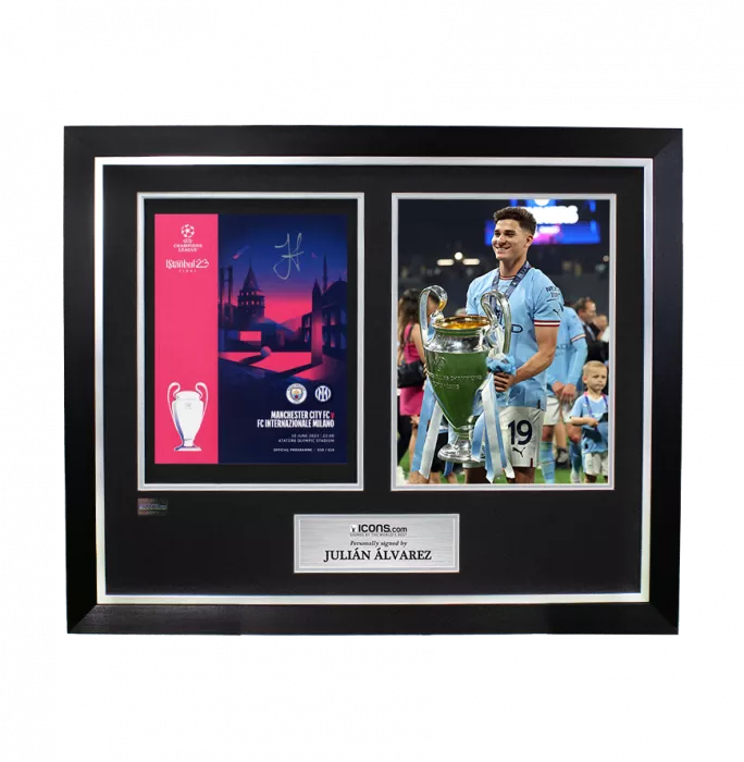 Julian Alvarez Signed and Framed Programme: 2023 UEFA Champions League Final