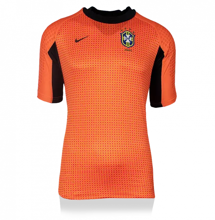 Julio Cesar Back Signed Brazil 2000-02 Away Goalkeeper Shirt With Short Sleeves