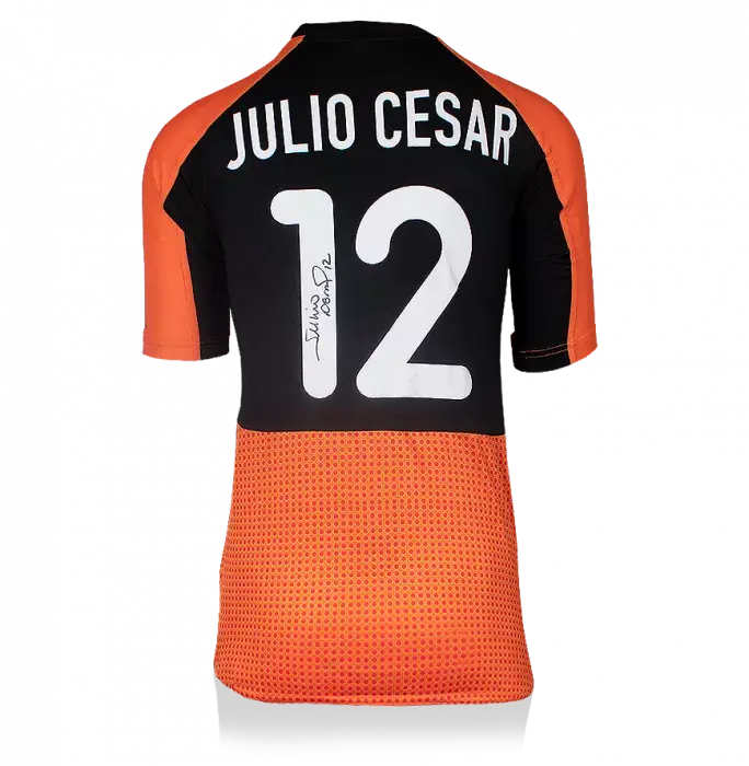 Julio Cesar Back Signed Brazil 2000-02 Away Goalkeeper Shirt With Short Sleeves