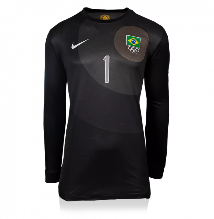 Julio Cesar Back Signed Brazil London 2012 Olympic Games Goalkeeper Shirt