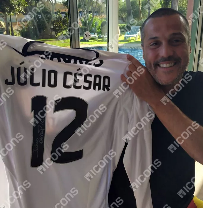 Julio Cesar Back Signed SL Benfica 2017-18 Goalkeeper Shirt In Hero Frame