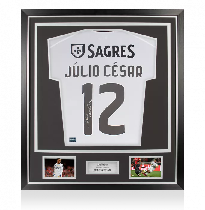 Julio Cesar Back Signed SL Benfica 2017-18 Goalkeeper Shirt In Classic Frame