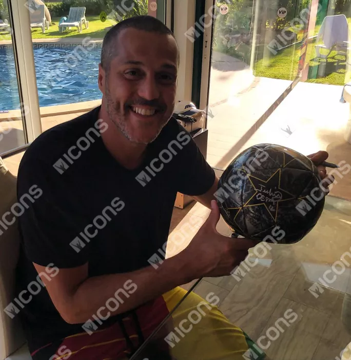 Julio Cesar Signed Black & Gold UEFA Champions League Football