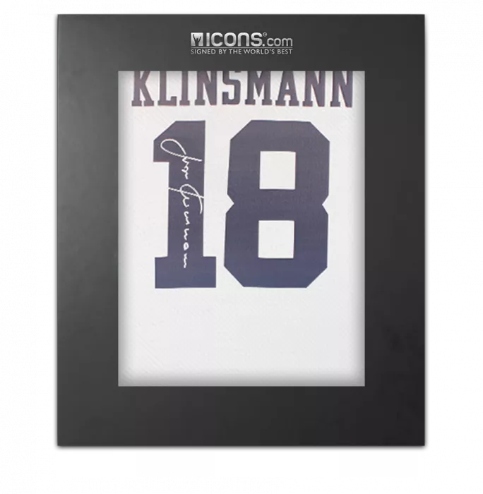 Jurgen Klinsmann Back Signed Tottenham Hotspur Retro Home Shirt In Deluxe Packaging