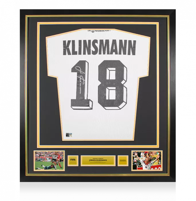 Jurgen Klinsmann Official FIFA World Cup™ Back Signed And Framed Modern Germany Home Shirt