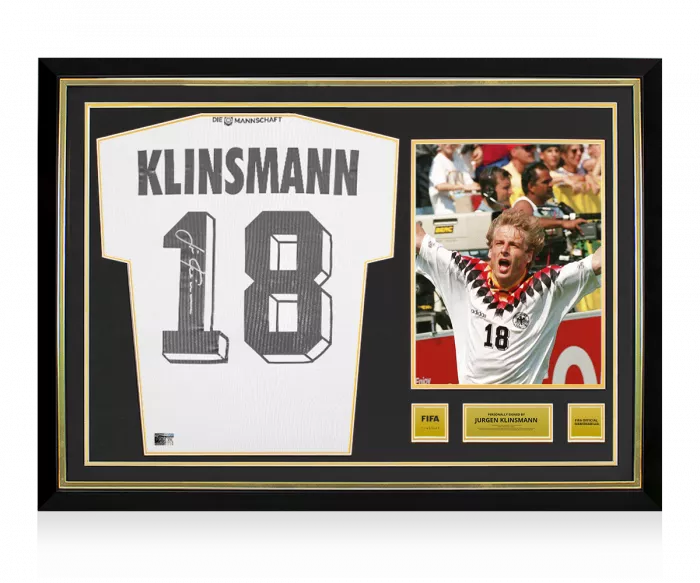 Jurgen Klinsmann Official FIFA World Cup™ Back Signed and Hero Framed Modern Germany Home Shirt