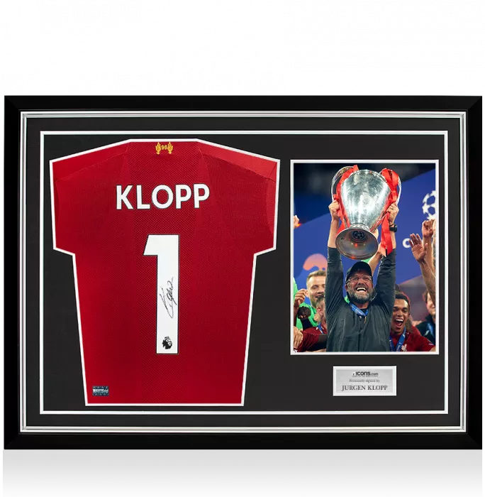 Jurgen Klopp Back Signed Liverpool 2019-20 Home Shirt In Hero Frame: Option 1