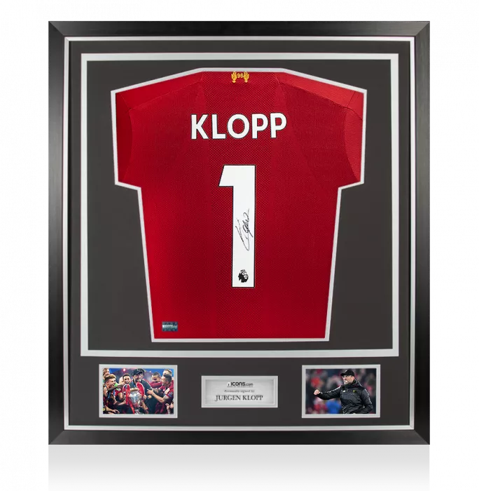 Jurgen Klopp Back Signed Liverpool 2019-20 Home Shirt In Classic Frame