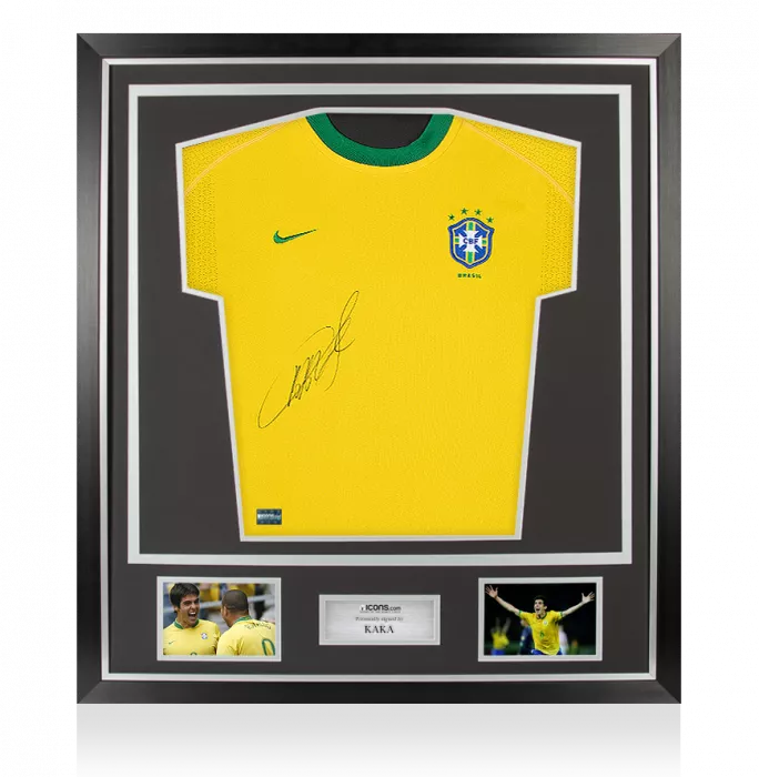 Kaka Front Signed Brazil 2000 Home Shirt In Classic Frame