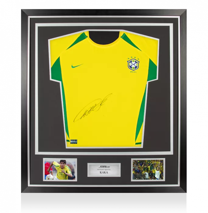 Kaka Front Signed Brazil 2002 Home Shirt In Classic Frame