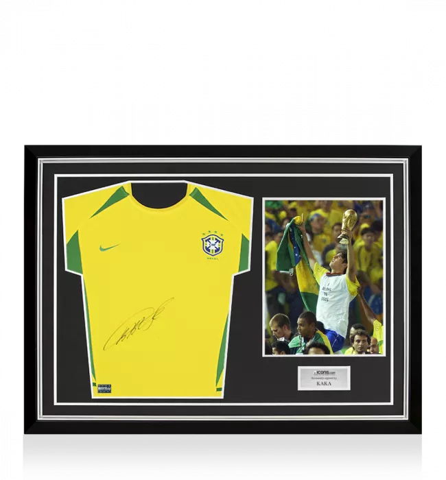 Kaka Front Signed Brazil 2002 Home Shirt In Hero Frame: Option 1