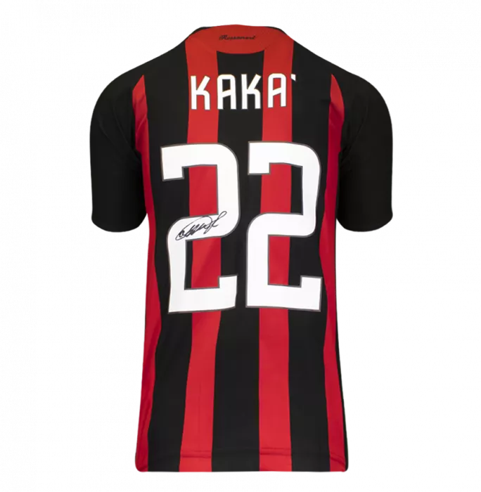 Kaka Official AC Milan Back Signed And Framed 2008-09 Home Shirt With Fan Style Numbers