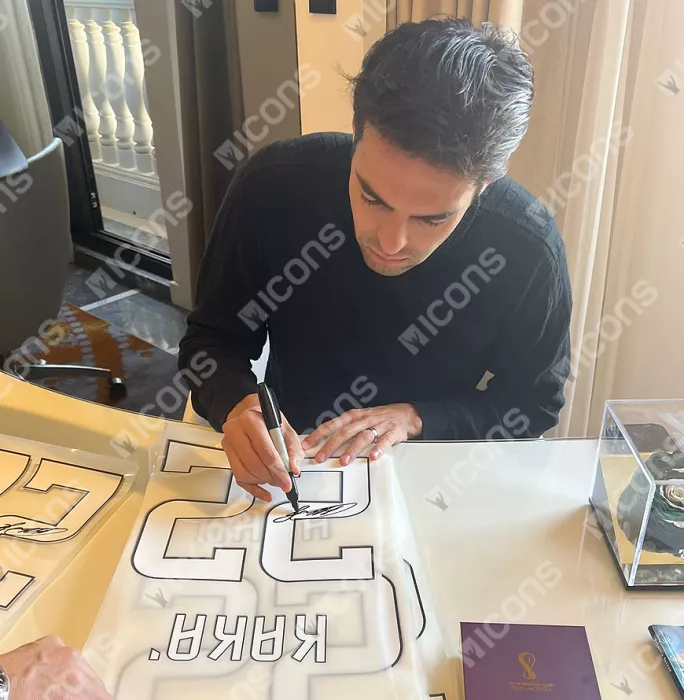 Kaka Official AC Milan Back Signed And Framed 2008-09 Home Shirt With Fan Style Numbers