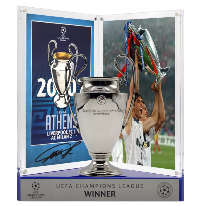 Kaka Official UEFA Champions League Signed 3D Mini Replica Trophy On Stand: 2007 Winner