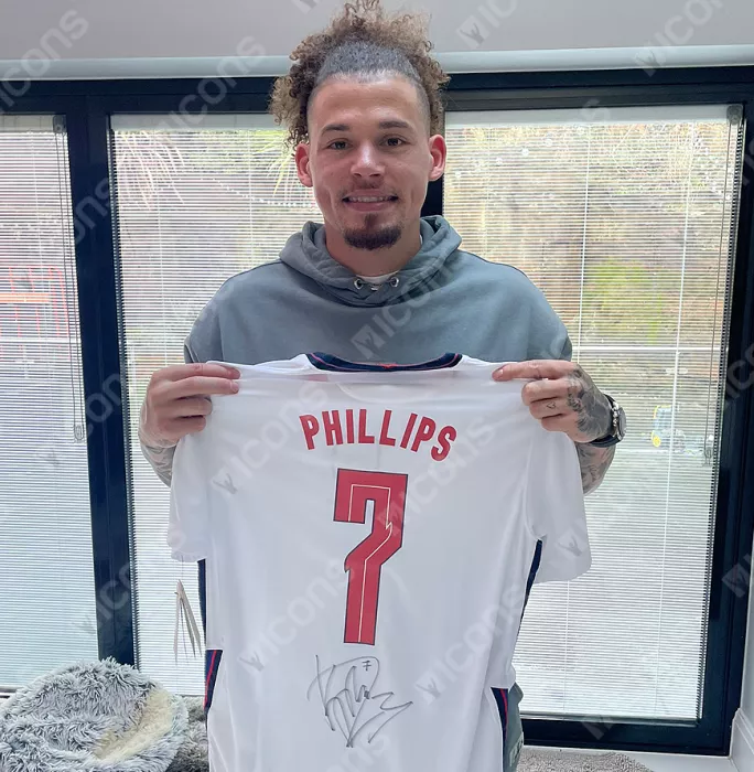 Kalvin Phillips Back Signed England 2020-21 Home Shirt In Deluxe Packaging