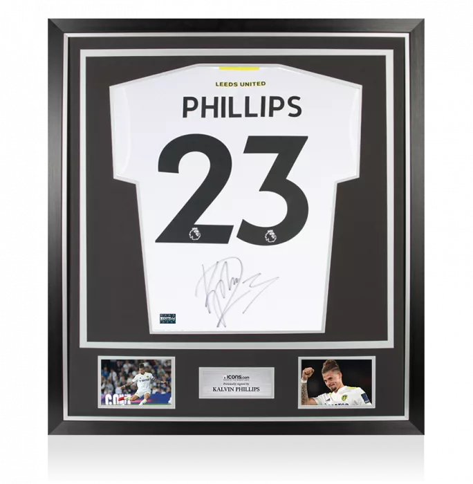 Kalvin Phillips Back Signed Leeds United 2021-22 Home Shirt In Classic Frame