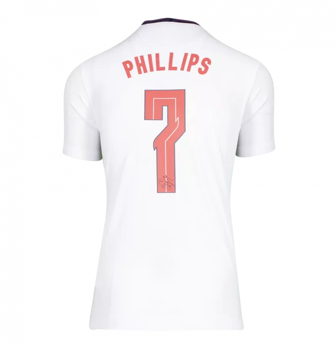 Kalvin Phillips Official FIFA World Cup™ Back Signed And Hero Framed England 2020-21 Home Shirt