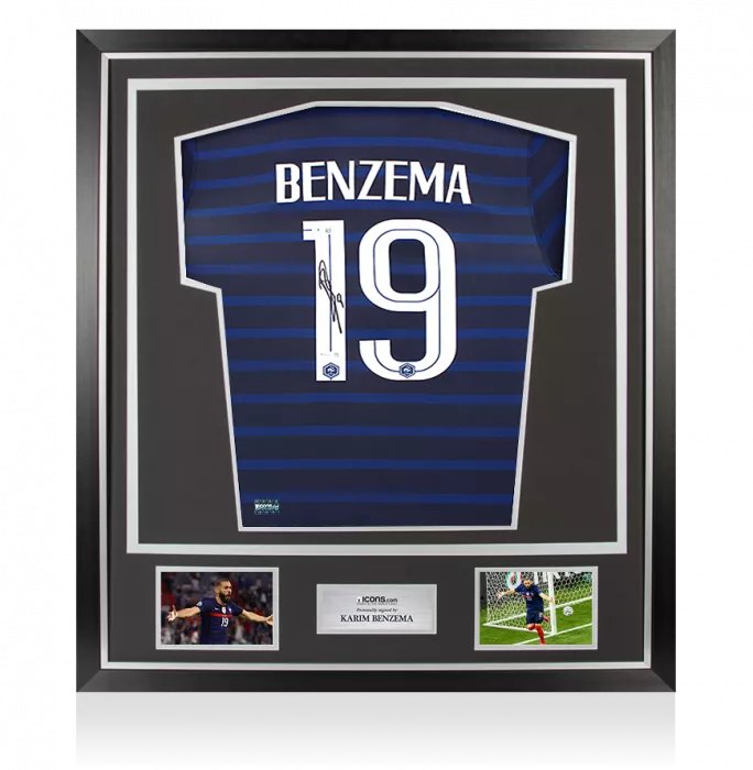 Karim Benzema Back Signed France 2020 Home Shirt In Classic Frame