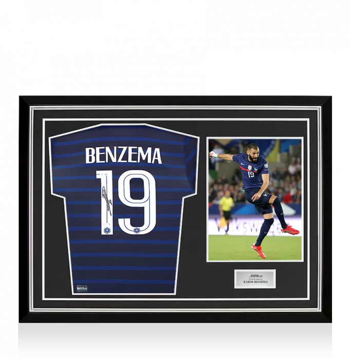 Karim Benzema Back Signed France 2020 Home Shirt In Hero Frame: Option 1