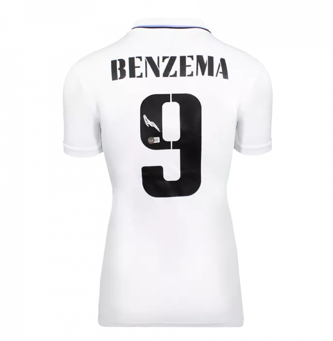 Karim Benzema Back Signed Real Madrid 2022-23 Home Shirt In Hero Frame: Option 1