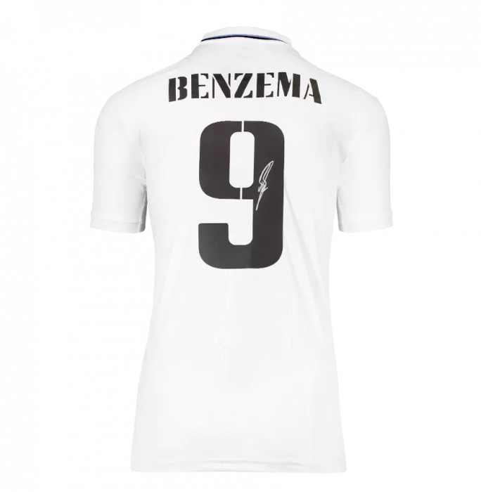 Karim Benzema Back Signed Real Madrid 2022-23 Home Shirt In Hero Frame: Option 1