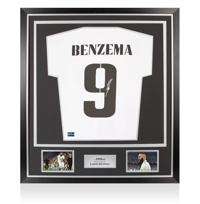 Karim Benzema Back Signed Real Madrid 2022-23 Home Shirt In Classic Frame