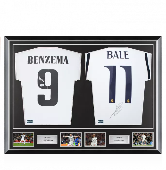 Karim Benzema & Gareth Bale Signed Real Madrid Shirts In Classic Dual Frame