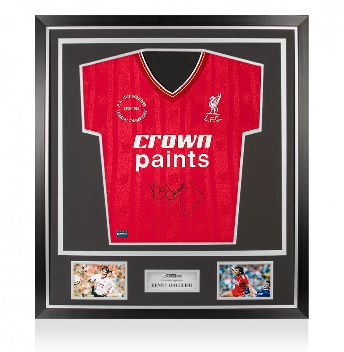 Kenny Dalglish Front Signed Retro Liverpool Shirt In Classic Frame: Double Winners Edition