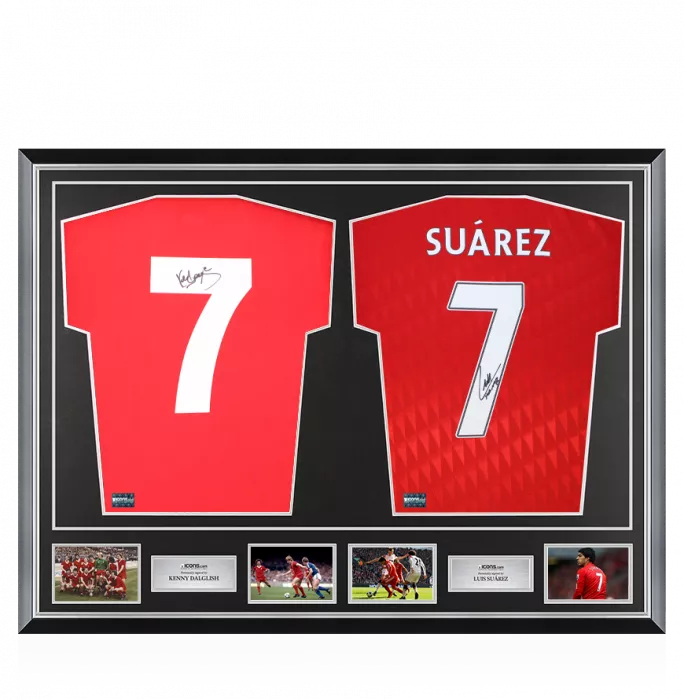 Kenny Dalglish & Luis Suarez Signed Liverpool Shirts In Classic Dual Frame