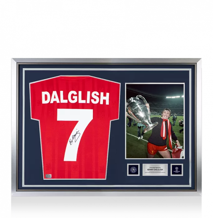 Kenny Dalglish Official UEFA Champions League Back Signed and Hero Framed Liverpool FC 1986 Home Shirt