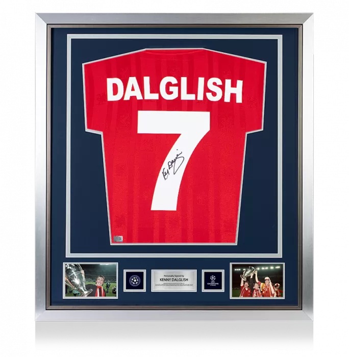 Kenny Dalglish Official UEFA Champions League Back Signed And Framed Liverpool FC 1986 Home Shirt