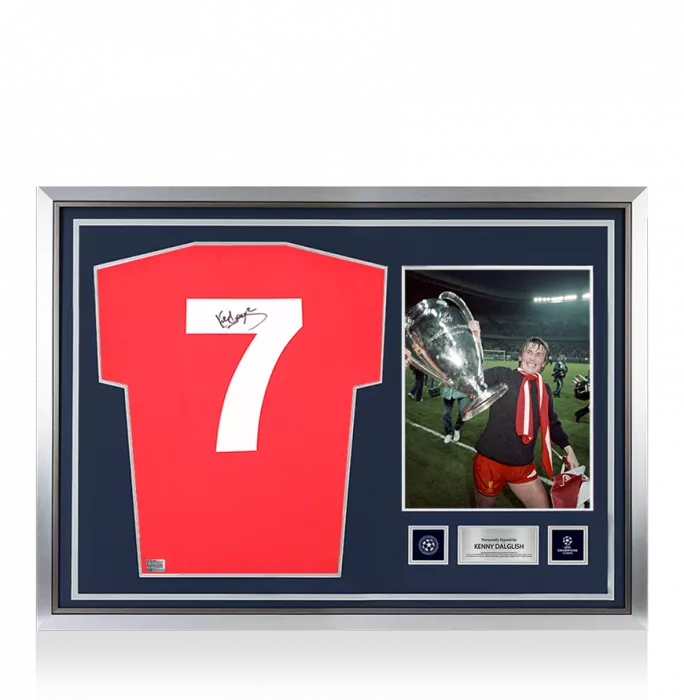 Kenny Dalglish Official UEFA Champions League Back Signed and Hero Framed Liverpool FC 1978 Home Shirt