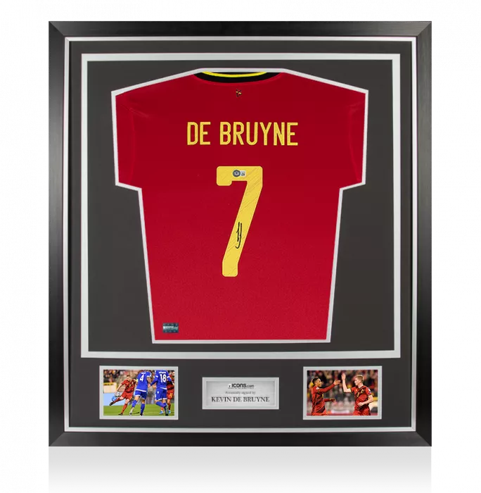 Kevin De Bruyne Back Signed Belgium 2020-21 Home Shirt In Classic Frame