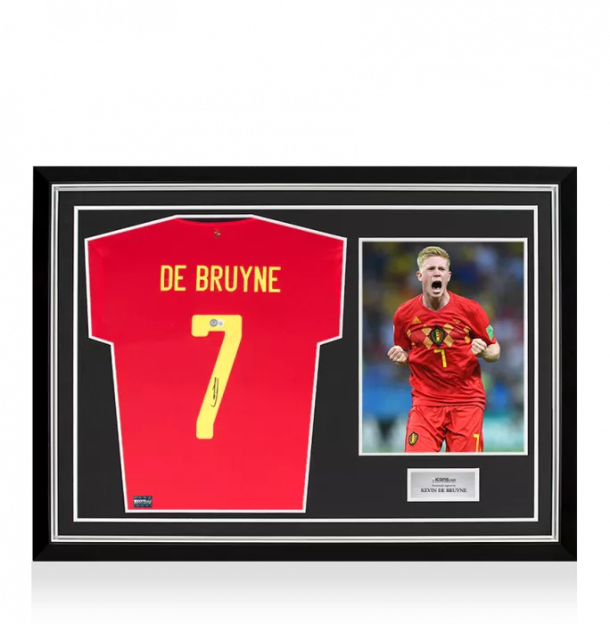 Kevin De Bruyne Back Signed Belgium 2020-21 Home Shirt In Hero Frame: Option 1