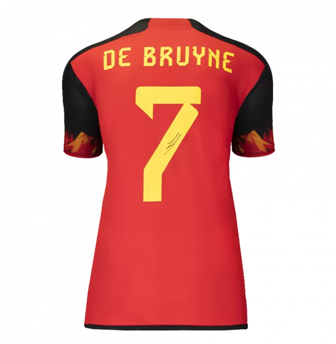 Kevin De Bruyne Back Signed Belgium 2022 Home Shirt In Classic Frame