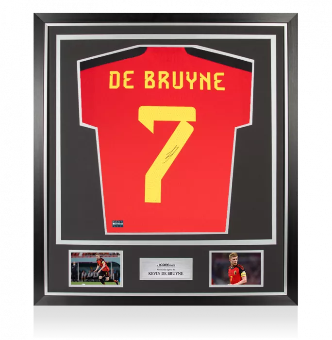 Kevin De Bruyne Back Signed Belgium 2022 Home Shirt In Classic Frame