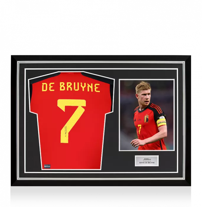 Kevin De Bruyne Signed Belgium 2022 Home Shirt In Hero Frame: Option 1