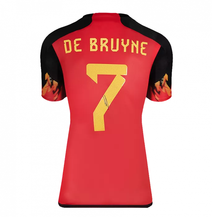 Kevin De Bruyne Signed Belgium 2022 Home Shirt In Hero Frame: Option 1