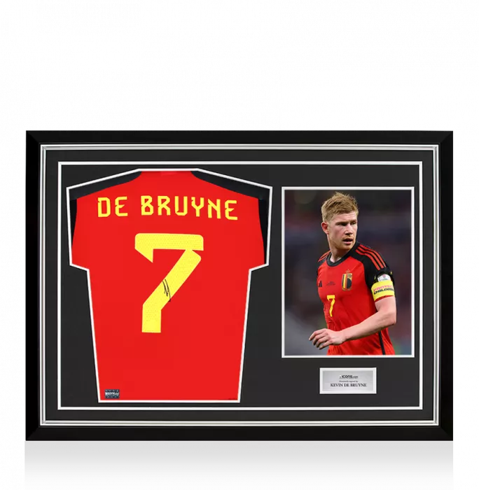 Kevin De Bruyne Signed Belgium 2022 Home Shirt In Hero Frame: Option 1