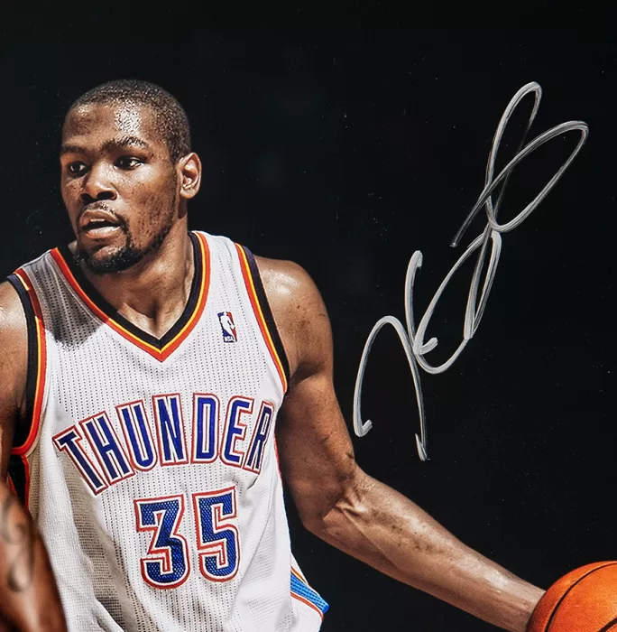 Kevin Durant Signed Oklahoma City Thunder Photo: Taking On LeBron