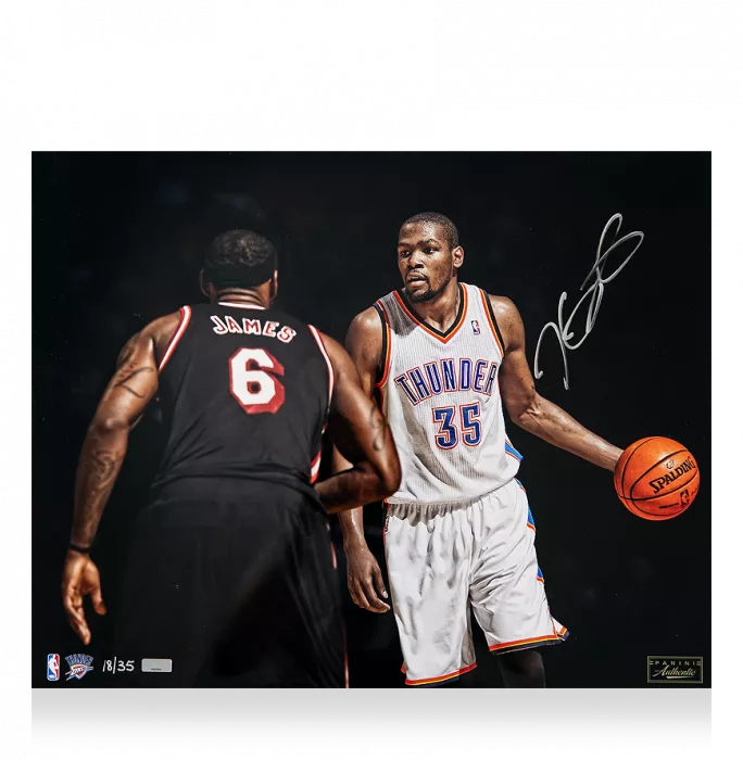 Kevin Durant Signed Oklahoma City Thunder Photo: Taking On LeBron