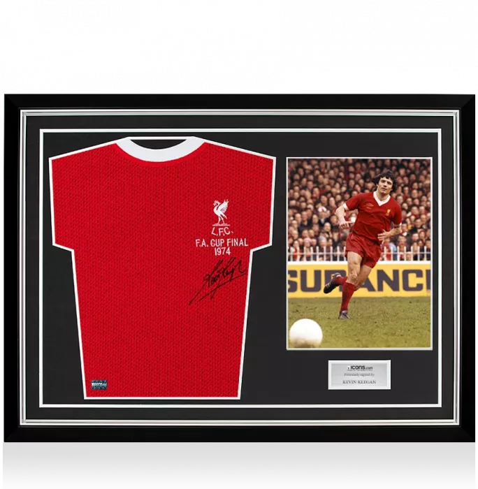 Kevin Keegan Front Signed Retro Liverpool Shirt 1974 FA Cup Final Edition In Hero Frame: Option 1