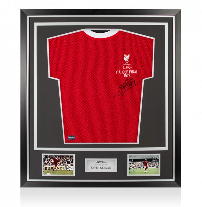Kevin Keegan Front Signed Retro Liverpool Shirt In Classic Frame: 1974 FA Cup Final Edition